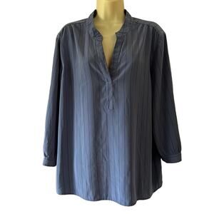 Chico’s 3 Blue Striped Silky Blouse